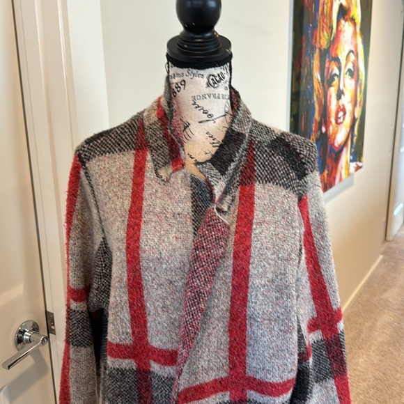 Joseph A Open Front Plaid Cardigan M - Picture 2 of 8